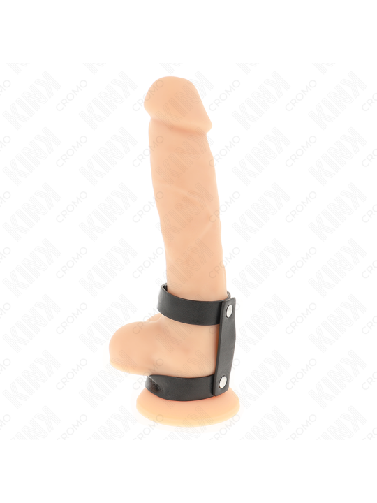 KINK - ADJUSTABLE DOUBLE LEATHER PENIS RING