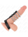 KINK - 4 METALL PENISRINGE 3,8 CM VERBUNDEN MIT LEDERBAND 22 X 1,5 CM 