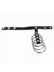 KINK - 4 ANÉIS DE METAL 3,8 CM CONECTADOS COM TIRA DE COURO 22 X 1,5 C
