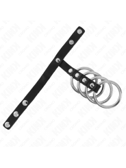 KINK - 4 ANÉIS DE METAL 3,8 CM CONECTADOS COM TIRA DE COURO 22 X 1,5 C