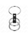 KINK - DREIFACH METALL PENISRING 3,7 CM BIS 5 CM MIT LEDER VERBUNDEN
