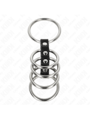 KINK - 5 PENIS RINGEN 3,7 CM TOT 5 CM METAAL VERBONDEN DOOR LEER