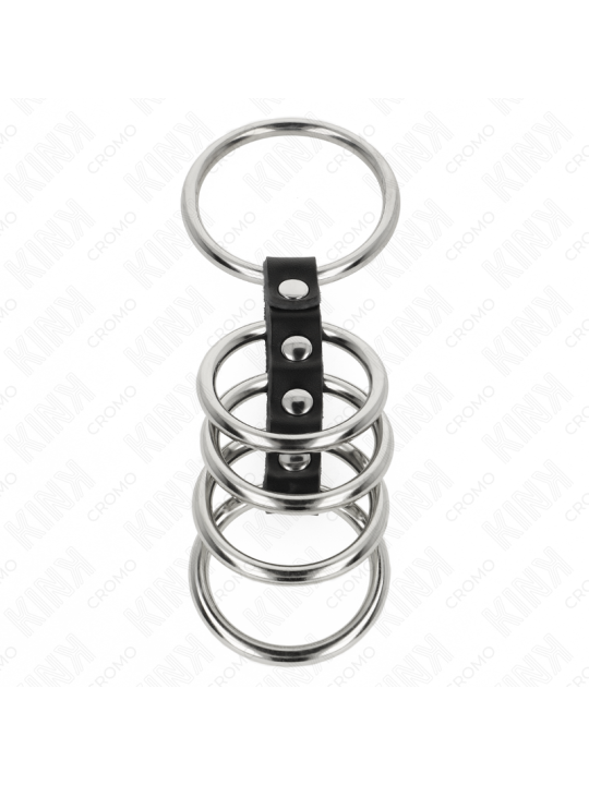KINK - 5 PENISRINGE 3,7 CM BIS 5 CM METALL DURCH LEDER VERBUNDEN