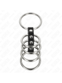 KINK - 5 ANÉIS DE PÊNIS DE 3,7 CM A 5 CM DE METAL CONECTADOS POR COURO