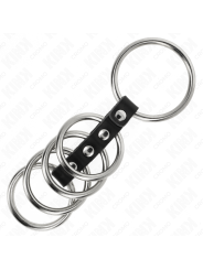 KINK - 5 PENIS RINGEN 3,7 CM TOT 5 CM METAAL VERBONDEN DOOR LEER