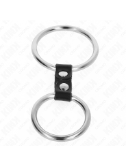 KINK - DOUBLE ANNEAU PÉNIS EN MÉTAL DE 3,7 CM À 5 CM RELIE PAR SANGLE 