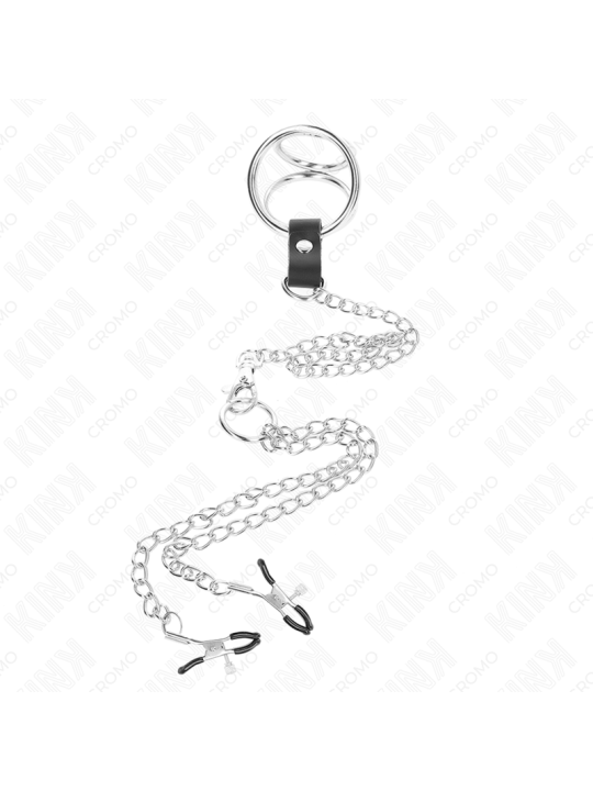 KINK - TRIPLE CHROME METAL PENIS RING 3 CM TO 4.5 CM WITH 26 CM METAL 