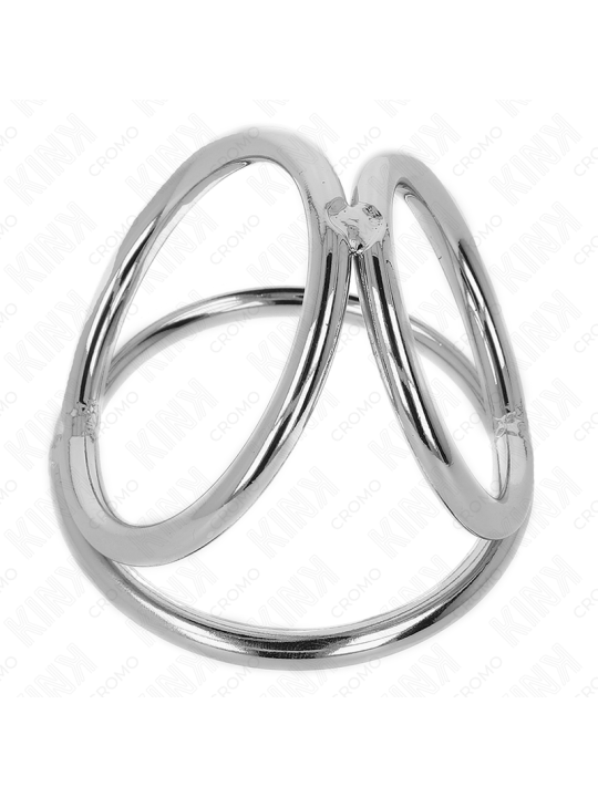 KINK - ANELLO PER PENE IN METALLO CROMATO TRIPLO DA 3,8 CM A 5 CM MODE