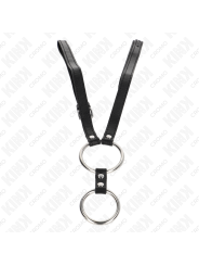 KINK - DUBBELE METALEN PENISRING 3,8 CM TOT 5 CM MET LEERRIEM 112 CM