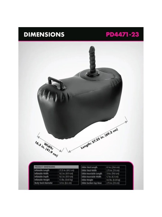 FETISH FANTASY SERIES - SOFÁ INFLÁVEL BODY DOCK COM DILDO 69,2 CM PRET