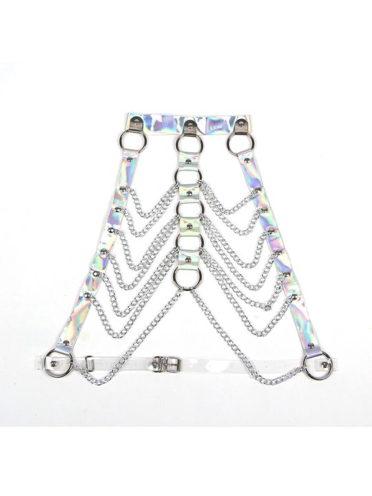 SUBBLIME - 953737 CHEST HARNESS WITH RINGS AND CHAINS SILVER ONE SIZE