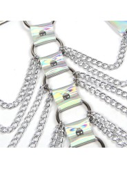 SUBBLIME - 953737 BORSTHARNESS MET RINGEN EN KETTINGEN ZILVER ONE SIZE