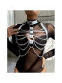 SUBBLIME - 953737 CHEST HARNESS WITH RINGS AND CHAINS SILVER ONE SIZE