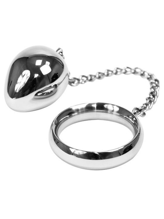 METAL HARD - COCK RING 40MM + CHAIN WITH METAL BALL
