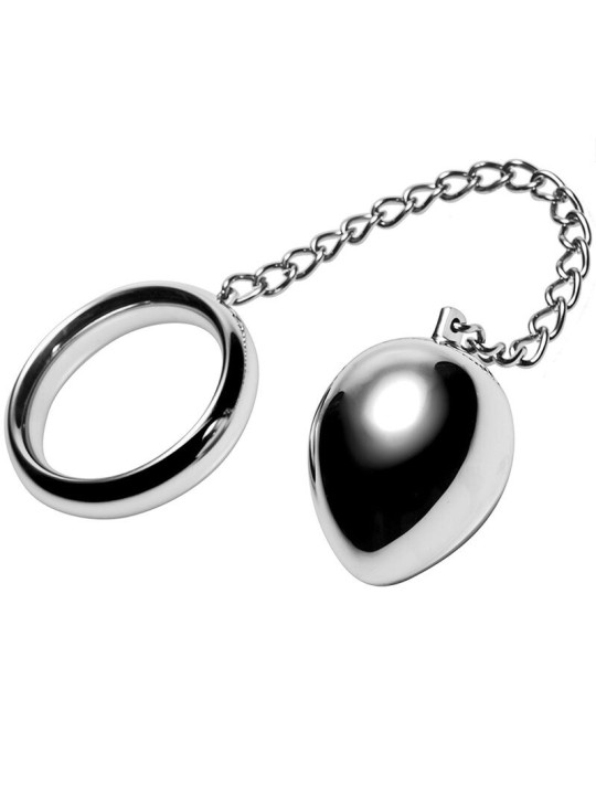 METAL HARD - COCKRING 50MM + KETTING MET METALEN BAL