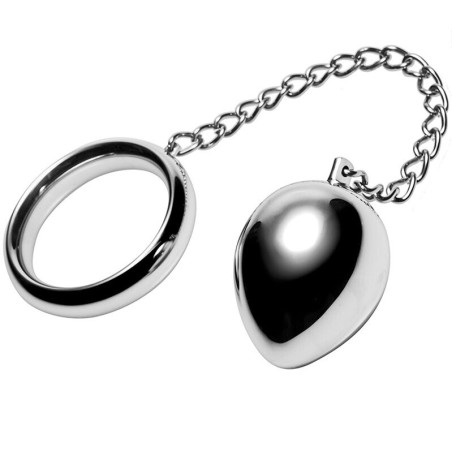 METAL HARD - COCKRING 50MM + KETTING MET METALEN BAL