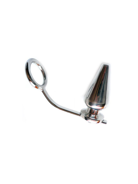 METAL HARD - STEEL RING WITH ANAL PLUG 45 X 50MM