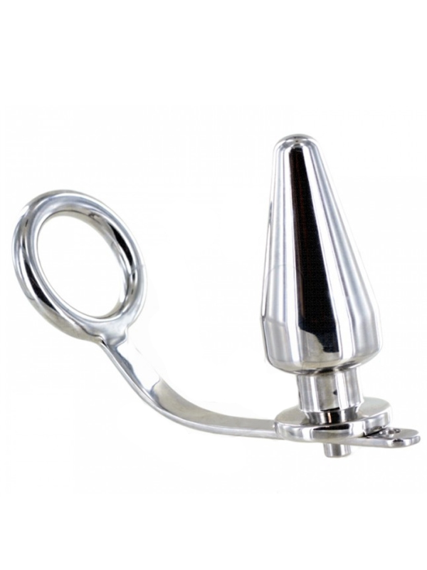METAL HARD - STEEL RING WITH ANAL PLUG 80 X 55 MM