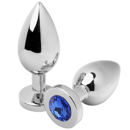 METAL HARD - ANAAL PLUG DIAMANT BLAUW KLEIN 5.71CM