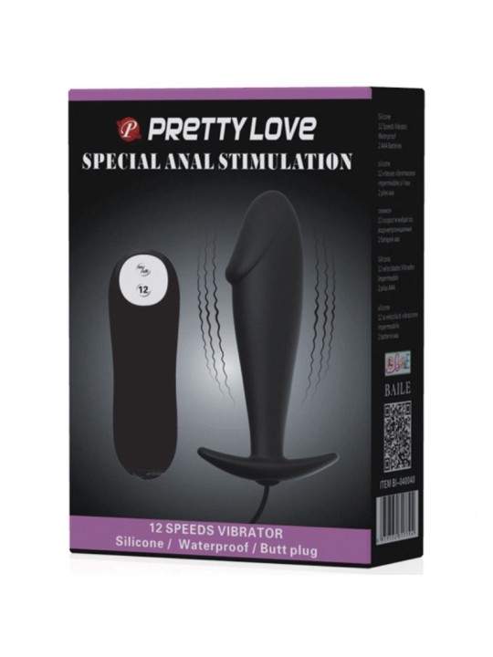 PRETTY LOVE - SILICONE ANAL PLUG FORMA DE PÊNIS E 12 MODOS DE VIBRAO P