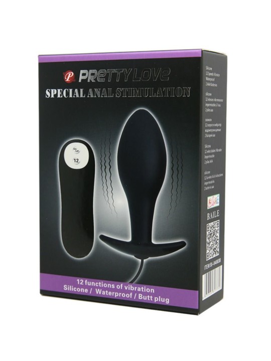 PRETTY LOVE - ANAL PLUG ANCHOR FORM SILICONE 12 VIBRATION MODES BLACK