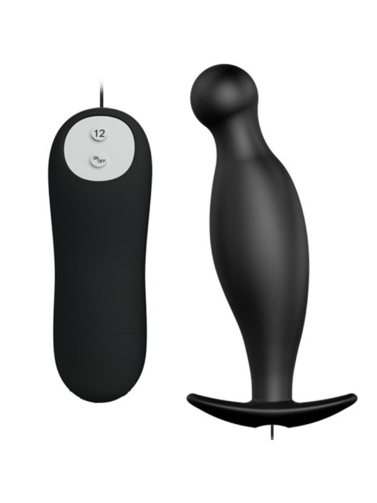 PRETTY LOVE - SILIKON ANALPLUG 12 VIBRATIONSMODI SCHWARZ
