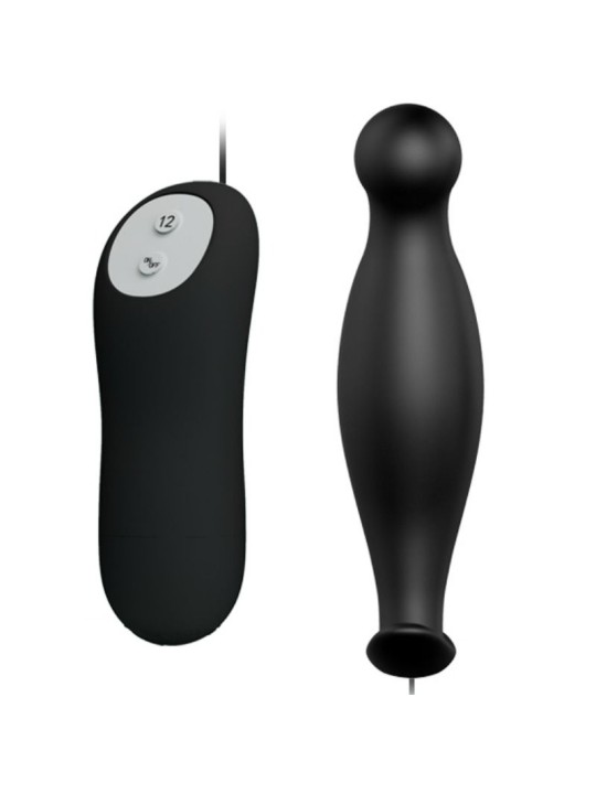 PRETTY LOVE - SILICONE ANAL PLUG 12 VIBRATION MODES BLACK