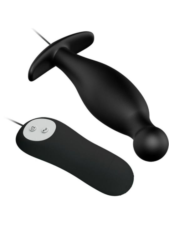 PRETTY LOVE - SILIKON ANALPLUG 12 VIBRATIONSMODI SCHWARZ