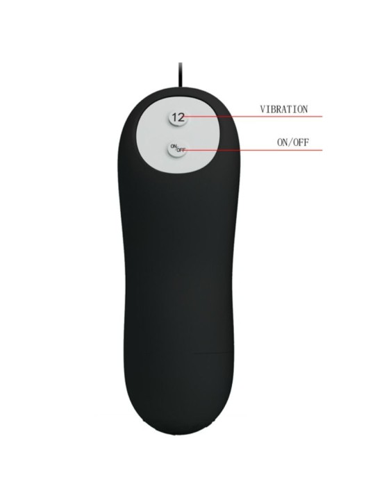 PRETTY LOVE - SILIKON ANALPLUG 12 VIBRATIONSMODI SCHWARZ