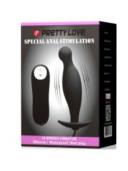 PRETTY LOVE - SILICONE ANAL PLUG 12 VIBRATION MODES BLACK