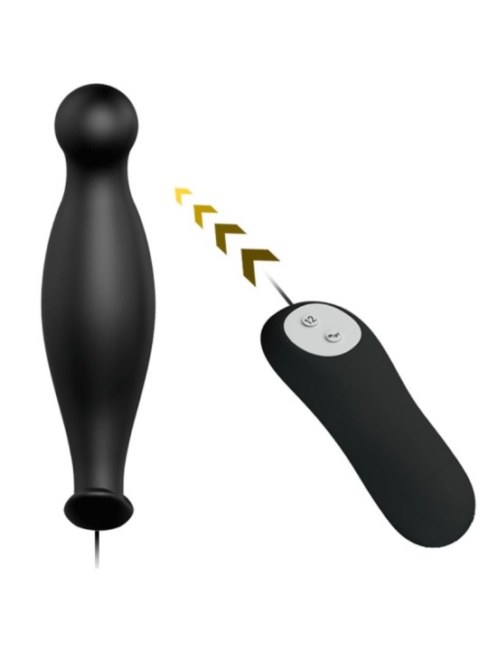 PRETTY LOVE - SILIKON ANALPLUG 12 VIBRATIONSMODI SCHWARZ