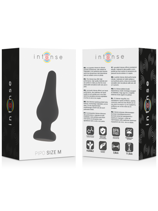 INTENSE - ANAL PLUG PIPO M BLACK SILICONE 11 CM