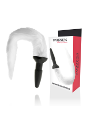DARKNESS - PLUG ANAL DE SILICONE COM CAUDA BRANCA