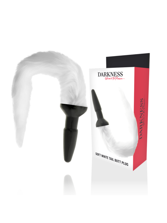 DARKNESS - PLUG ANAL EN SILICONE AVEC QUEUE BLANCHE