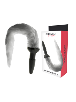 DARKNESS - PLUG ANAL SILICONA CON COLA GRIS