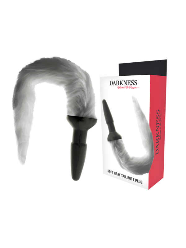 DARKNESS - PLUG ANAL SILICONA CON COLA GRIS