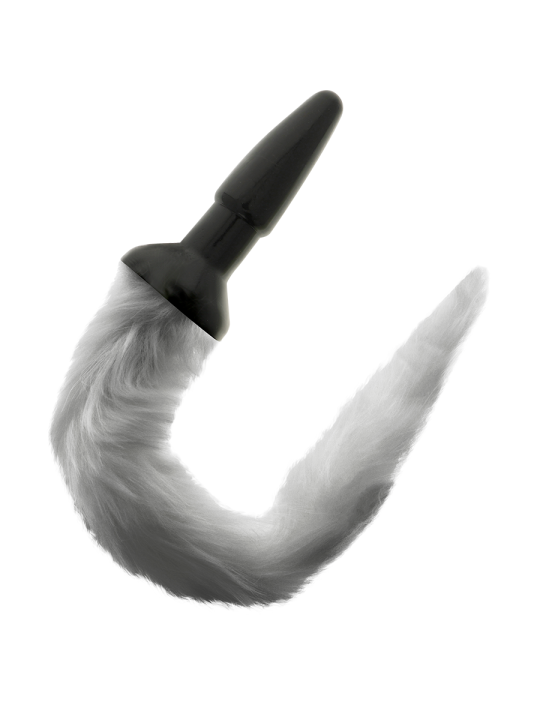DARKNESS - PLUG ANAL DE SILICONE COM CAUDA CINZA