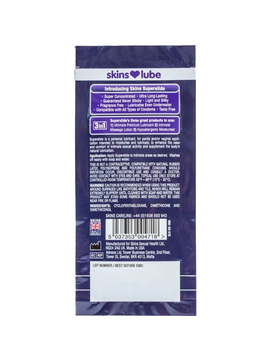 SKINS – SUPERSLIDE Silikonbasiertes Gleitmittel, Einzeldosis 5 ml