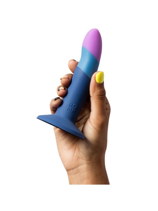 ROMP - PICCOLO DILDO DE SILICONE COM VENTOSA TRICOLORIDA 14 CM