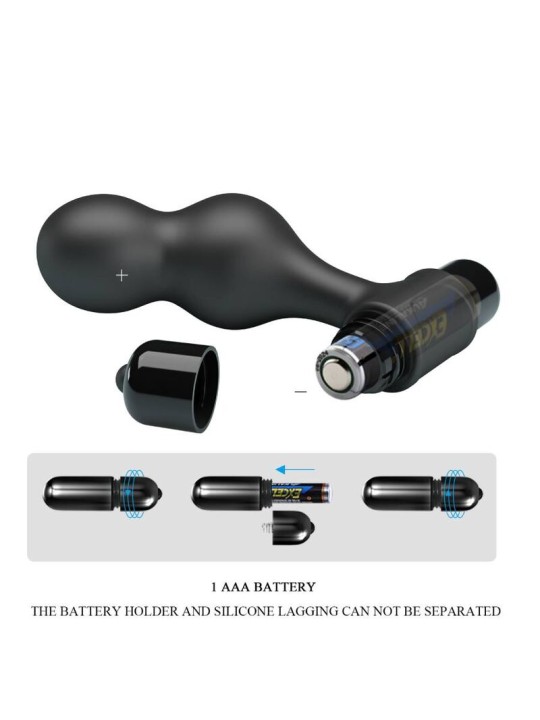 MR PLAY - BLACK SILICONE VIBRATOR ANAL PLUG