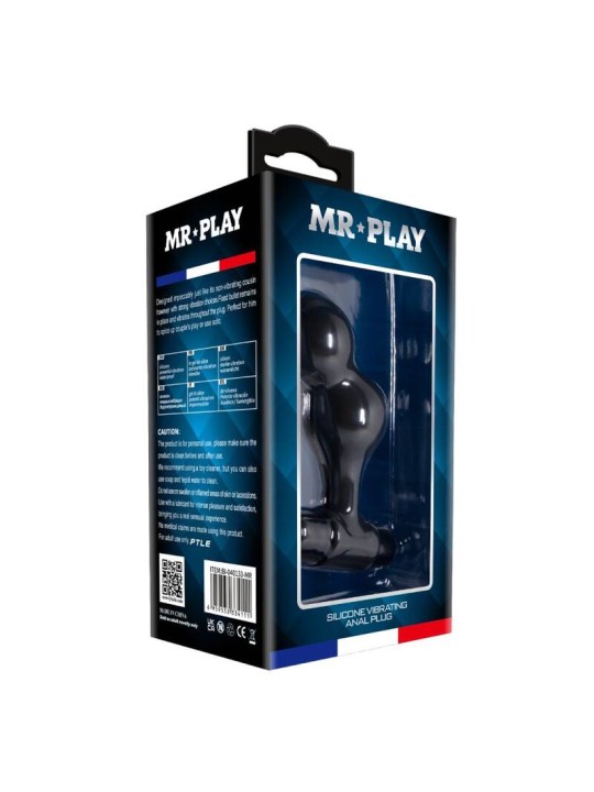 MR PLAY - BLACK SILICONE VIBRATOR ANAL PLUG