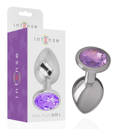 INTENSE - ANALPLUG AUS ALUMINIUMMETALL MIT VIOLETTEM KRISTALL, GRÖSSE 