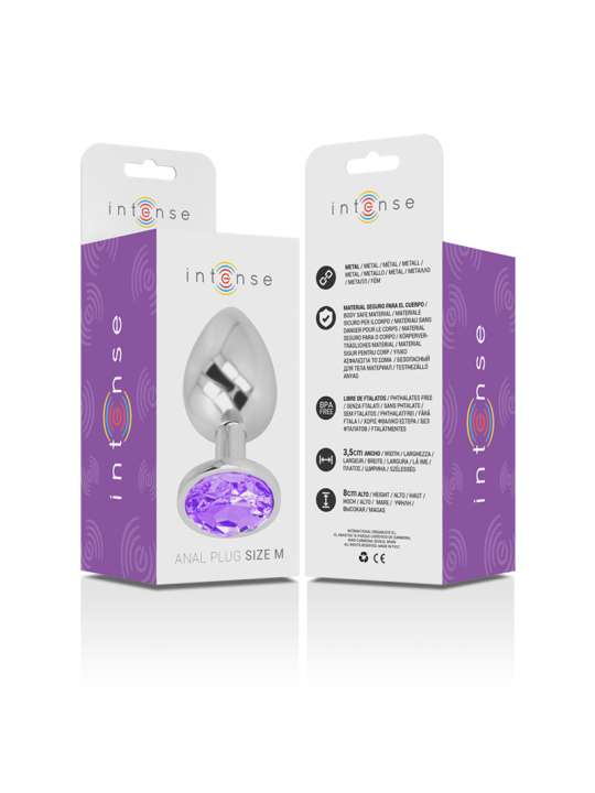 INTENSE - ALUMINUM METAL ANAL PLUG WITH VIOLET CRYSTAL SIZE M