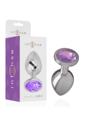 INTENSE - METALEN ALUMINIUM ANAAL PLUG MET VIOLET KRISTAL MAAT L