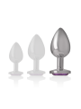INTENSE - METALEN ALUMINIUM ANAAL PLUG MET VIOLET KRISTAL MAAT L