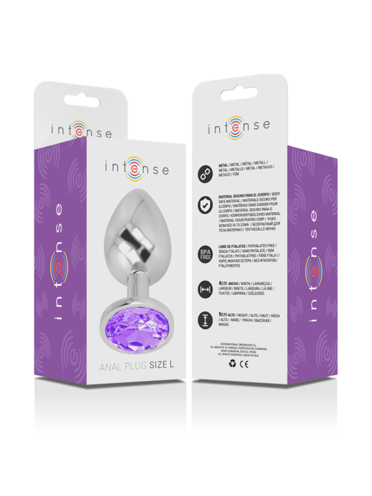 INTENSE - ALUMINUM METAL ANAL PLUG WITH VIOLET CRYSTAL SIZE L