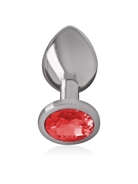 INTENSE - PLUG ANAL DE METAL DE ALUMÍNIO COM CRISTAL VERMELHO TAMANHO 