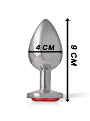 INTENSE - ALUMINUM METAL ANAL PLUG WITH RED CRYSTAL SIZE L