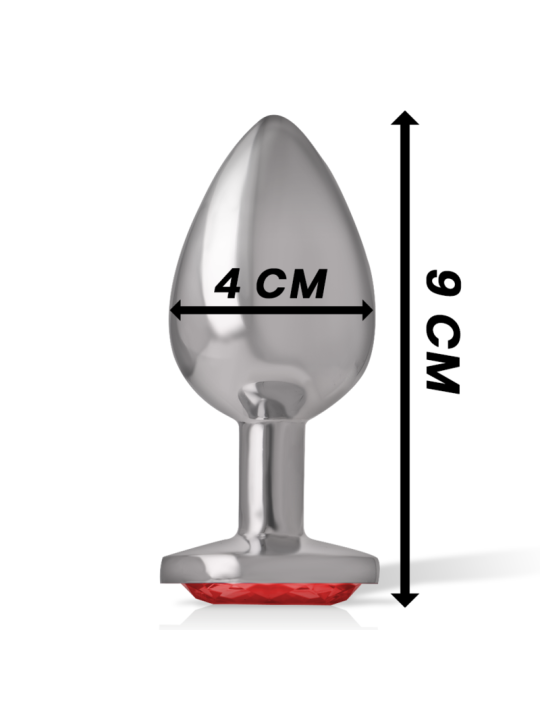 INTENSE - ANALPLUG AUS ALUMINIUMMETALL MIT ROTEM KRISTALL, GRÖSSE L