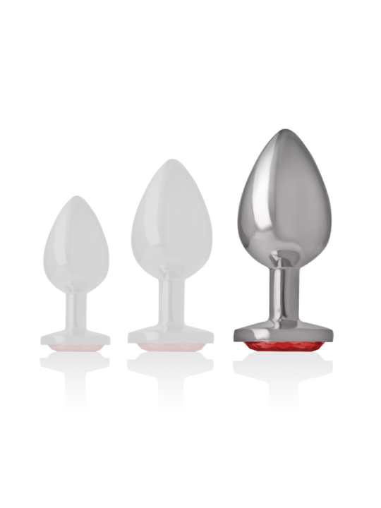 INTENSE - ALUMINUM METAL ANAL PLUG WITH RED CRYSTAL SIZE L